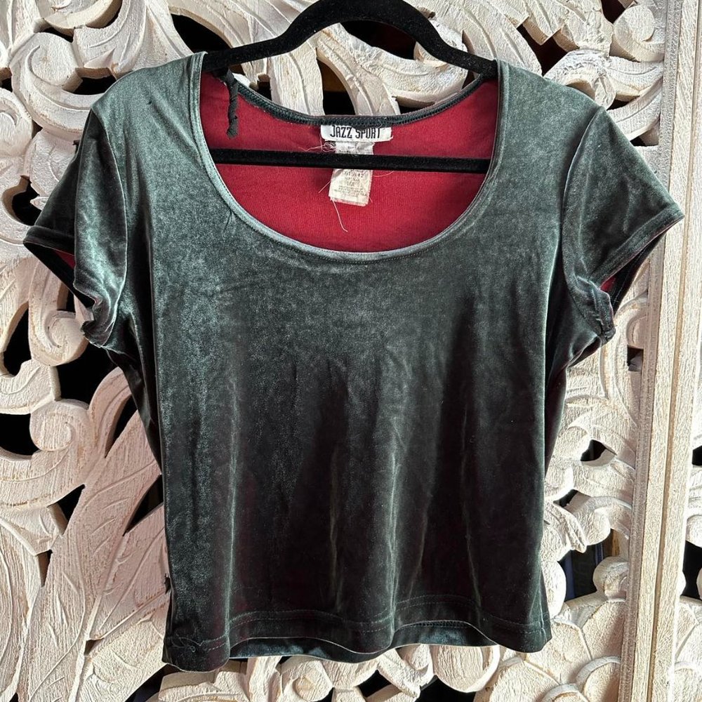 Iridescent Velvet Party Crop Top